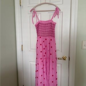 Pink Smocked Floral Maxi Dress